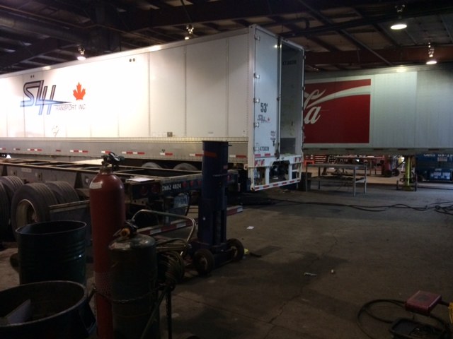 Fleet trailers being serviced in the Superior shop
